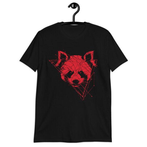 Détail du t-shirt Red Panda, tête de panda rouge en lignes futuristes