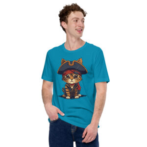 Détail du t-shirt Le Chat Pirate, design mignon et aventureux