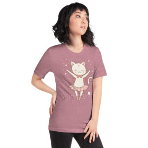 T-shirt Le Chat Danseuse Étoile en flat color avec chat rose en tutu