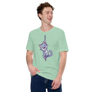 T-shirt Le Chat Perché en flat color avec chat gris perché