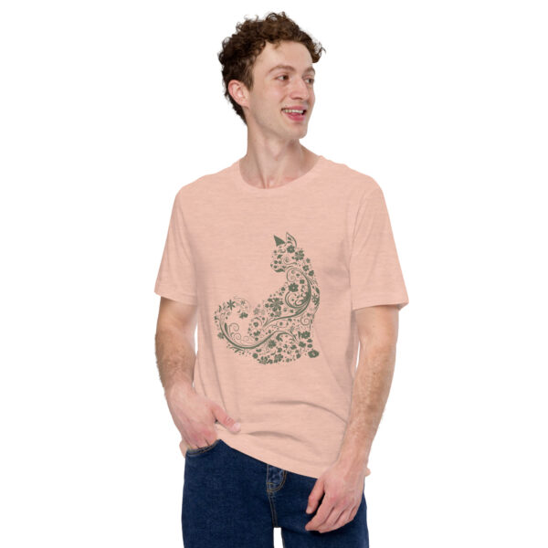 Détail du t-shirt Le Chat Fleur, design artistique