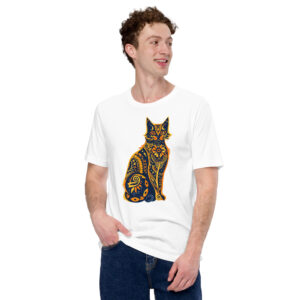 T-shirt Le Chat Artistique en flat color avec motifs tribal et mandala